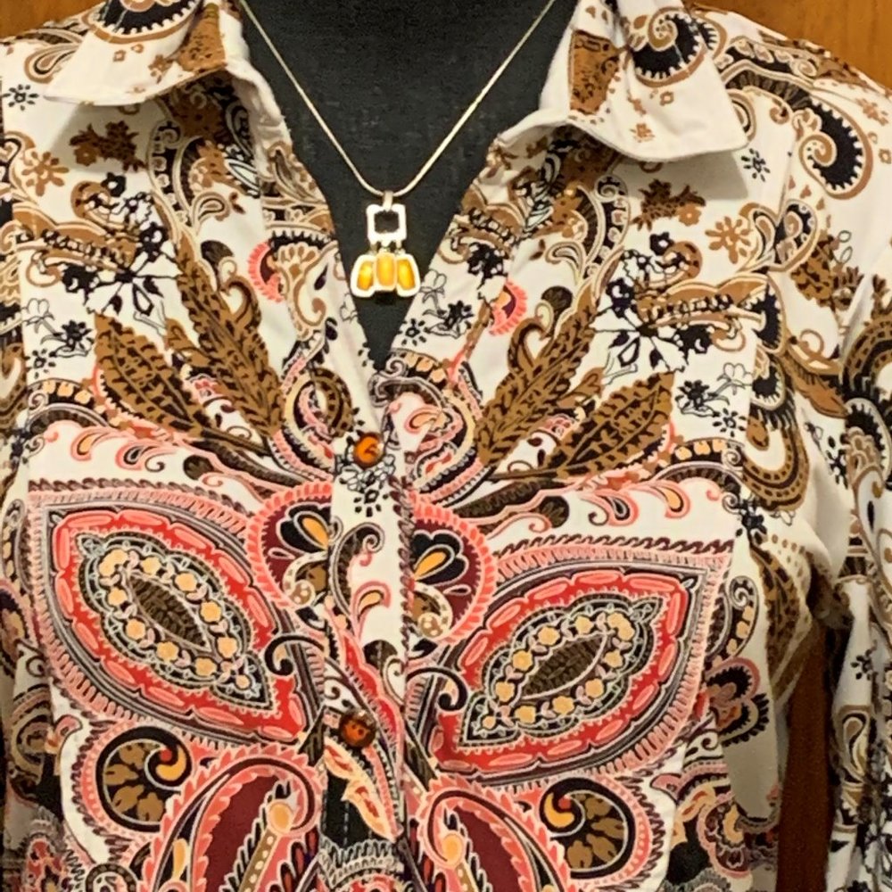 JM Collection Women's blouse Gold/brown Size Small - Picture 2 of 7